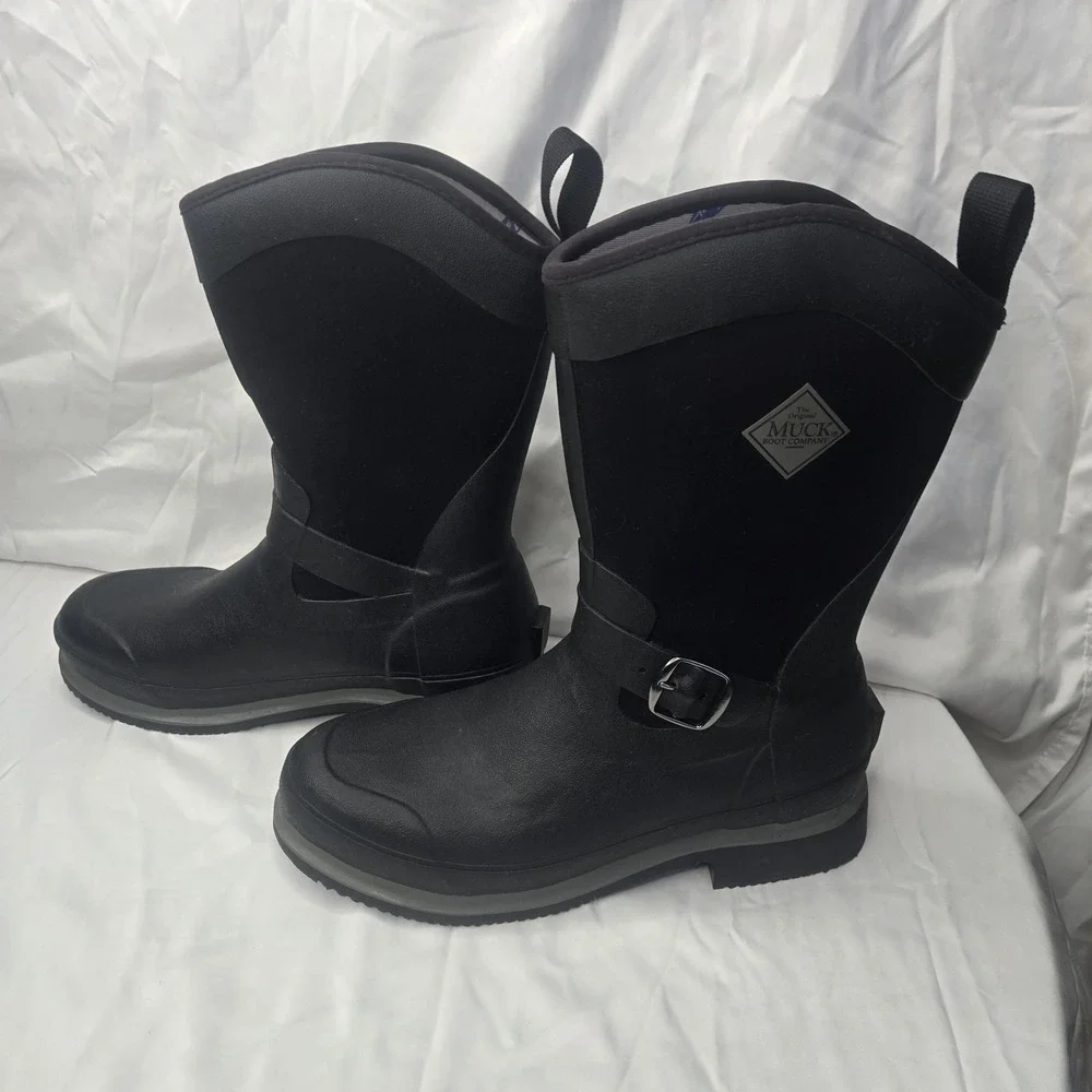 Muck Boot Co Women Chore Equestrian Mid Boots Black Waterproof Buckle Size 8